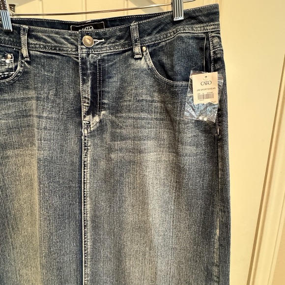 NWT Cato Denim Midi Skirt Size 14 Y2K Embellished Pocket Western Jean Skirt - Picture 4 of 10